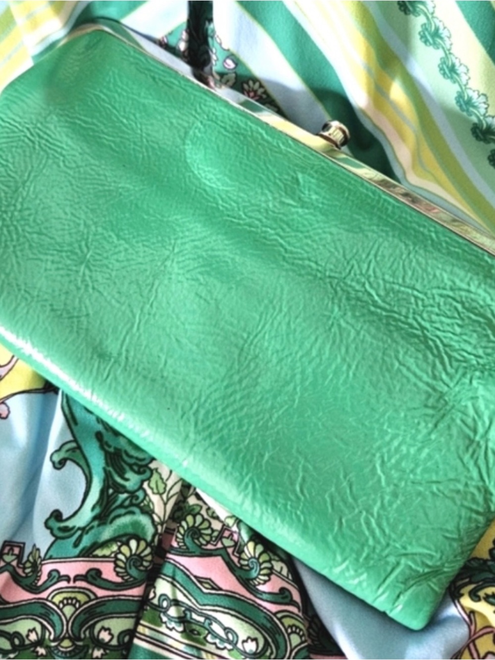 Hobo Double Clutch Green Patent Leather